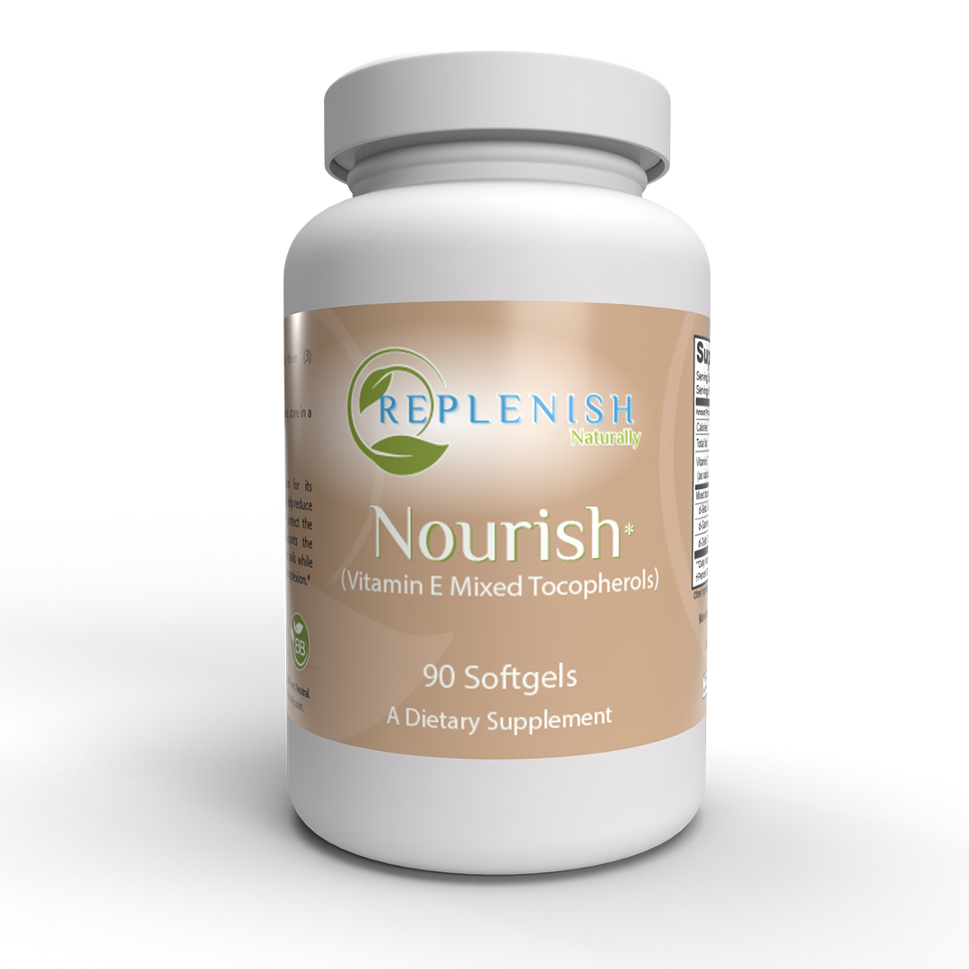 Our product Nourish, a Vitamin E Mixed Tocopherol supplement.